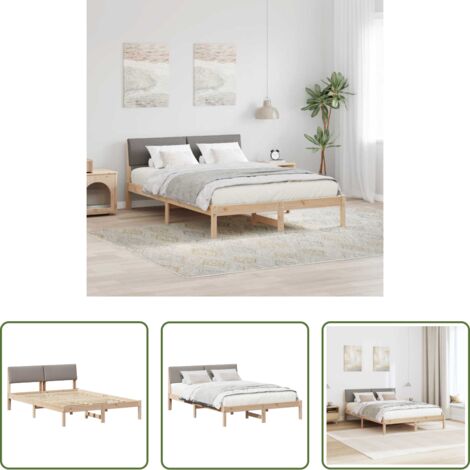 vidaXL Cabecero de cama -  Estructura de cama con cabecera Marrón y taupe 135 x 190 cm