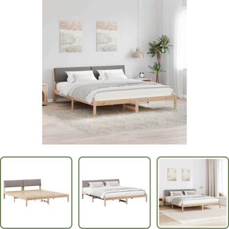 vidaXL Cabecero de cama -  Estructura de cama con cabecera Marrón y taupe 200 x 200 cm