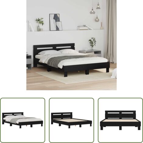vidaXL Cabecero de cama -  Estructura de cama con cabecera Roble Negro 160 x 200 cm