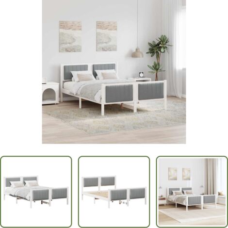 vidaXL Cabecero de cama -  Estructura de cama con cabecera y gris claro 135 x 190 cm