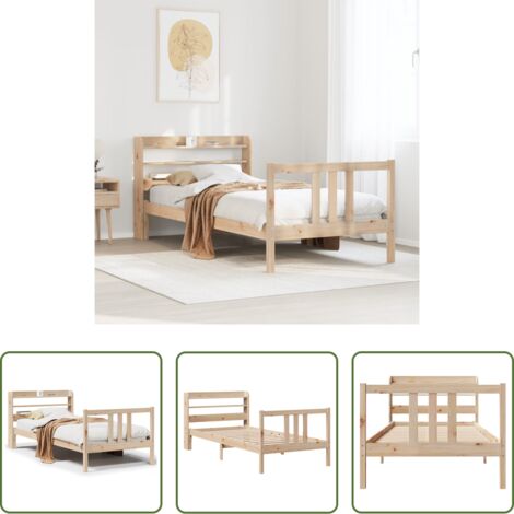 vidaXL Cabecero de cama -  Estructura de cama con cabecero madera maciza pino 75x190 cm
