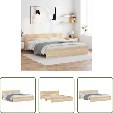 vidaXL Cabecero de cama -  Estructura de cama con cabecero roble Sonoma 180x200 cm