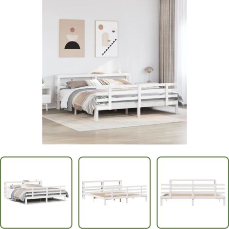 vidaXL Cabecero de cama -  Estructura de cama con cabecero sin colchón blanco 180x200 cm