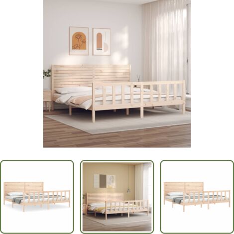 vidaXL Cabecero de cama -  Estructura de cama de matrimonio con cabecero madera maciza