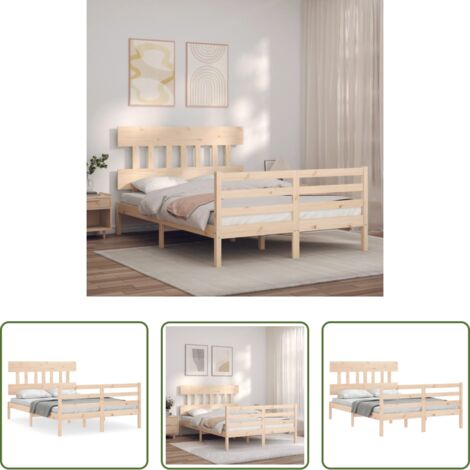 vidaXL Cabecero de cama -  Estructura de cama de matrimonio con cabecero madera maciza