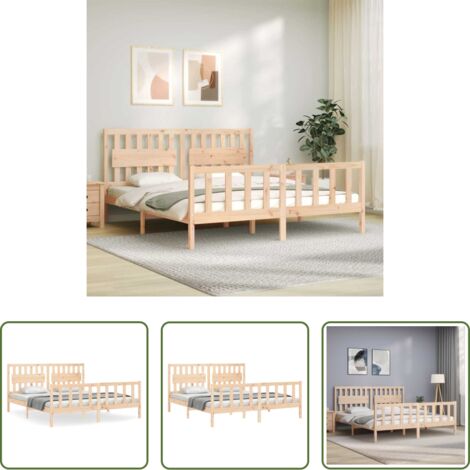 vidaXL Cabecero de cama -  Estructura de cama de matrimonio con cabecero madera maciza