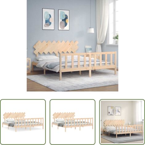 vidaXL Cabecero de cama -  Estructura de cama de matrimonio con cabecero madera maciza