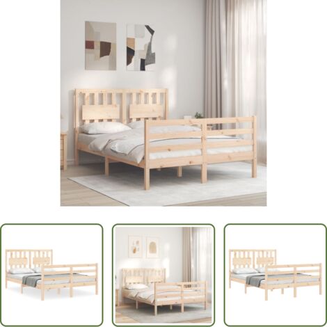 vidaXL Cabecero de cama -  Estructura de cama de matrimonio con cabecero madera maciza