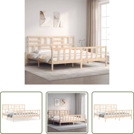 vidaXL Cabecero de cama -  Estructura de cama de matrimonio con cabecero madera maciza