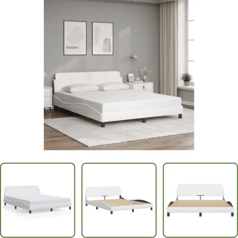 vidaXL Cabecero de cama -  Estructura de cama Dover cuero sintético blanco 160x200cm