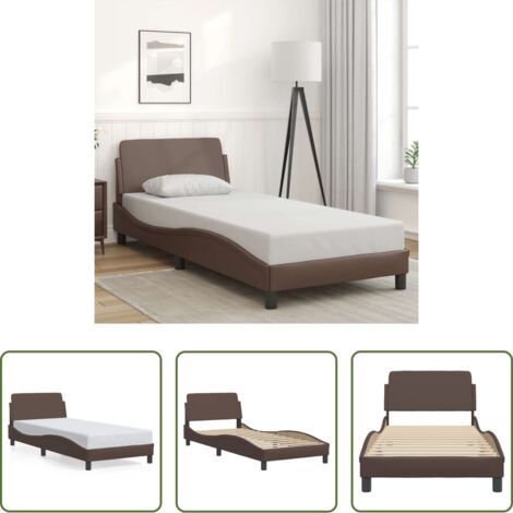 vidaXL Cabecero de cama -  Estructura de cama Dover cuero sintético marrón 90x200 cm