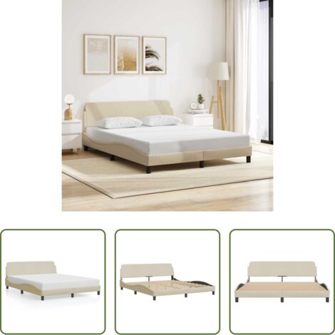 vidaXL Cabecero de cama -  Estructura de cama Dover tela color crema 160x200 cm