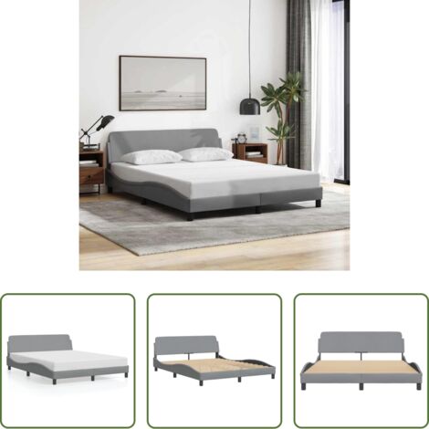 vidaXL Cabecero de cama -  Estructura de cama Dover tela gris claro 160x200 cm