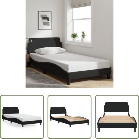 vidaXL Cabecero de cama -  Estructura de cama Dover tela negro 100x200 cm