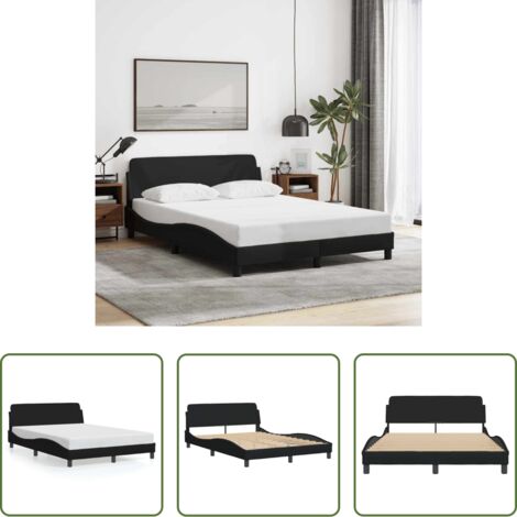 vidaXL Cabecero de cama -  Estructura de cama Dover tela negro 140x200 cm