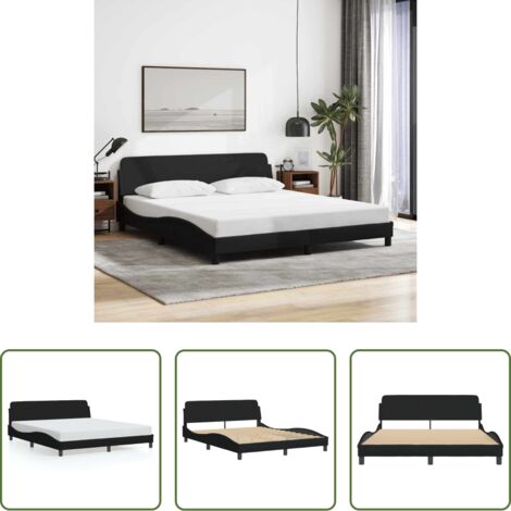 vidaXL Cabecero de cama -  Estructura de cama Dover tela negro 160x200 cm