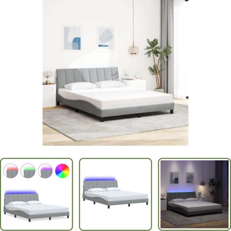 vidaXL Cabecero de cama -  Estructura de cama sin colchón Hanko tela gris claro 160x200 cm
