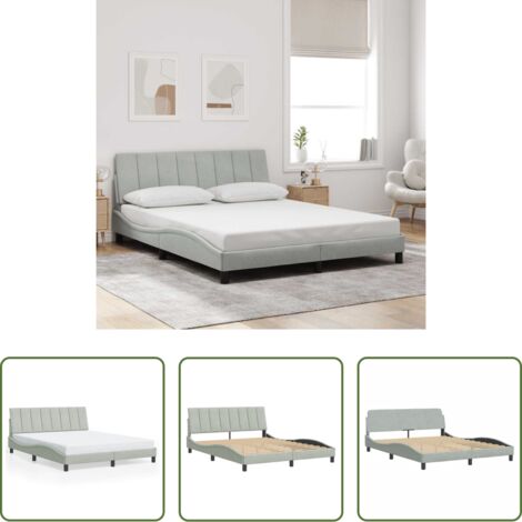 vidaXL Cabecero de cama -  Estructura de cama sin colchón Hanko terciopelo gris claro 160x200 cm