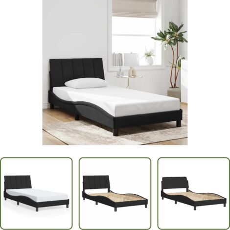 vidaXL Cabecero de cama -  Estructura de cama sin colchón Hanko terciopelo negro 100x200 cm