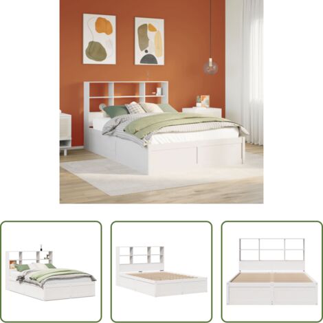 vidaXL Cabecero de cama -  Estructura de cama sin colchón madera de pino blanca 140x190 cm