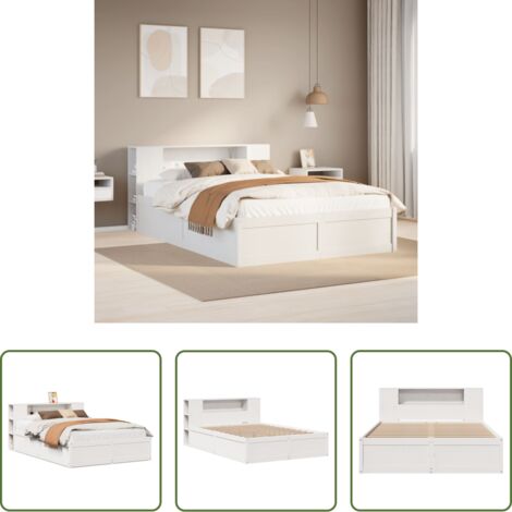 vidaXL Cabecero de cama -  Estructura de cama sin colchón madera de pino blanco 135x190 cm