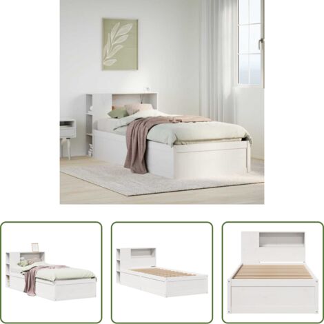 vidaXL Cabecero de cama -  Estructura de cama sin colchón madera maciza blanca 75x190 cm