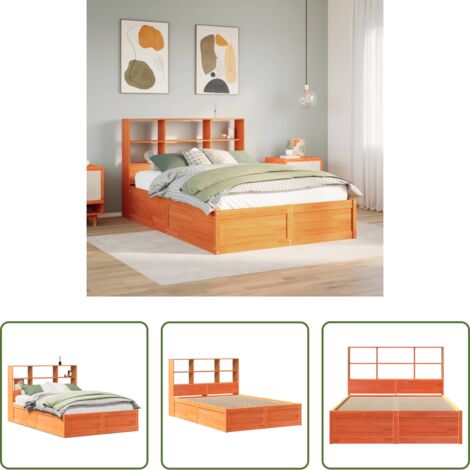 vidaXL Cabecero de cama -  Estructura de cama sin colchón madera maciza marrón 120x190 cm