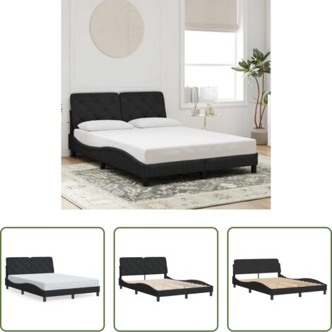 vidaXL Cabecero de cama -  Estructura de cama sin colchón terciopelo negro 140x200 cm