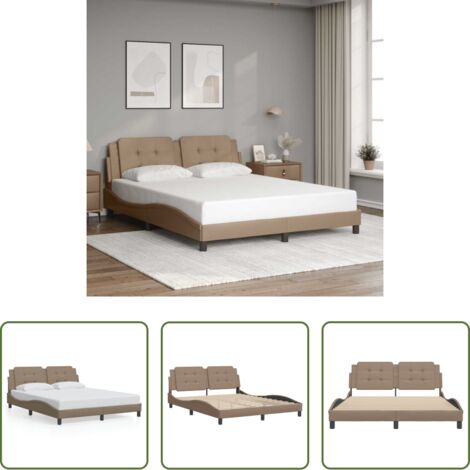 vidaXL Cabecero de cama -  Estructura de cama sin colchón Zadar cuero sintético capuchino 160x200cm
