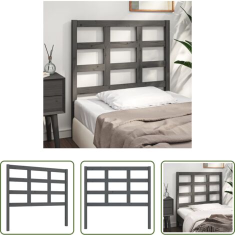 vidaXL Cabecero de cama gris -  Cabecero de cama madera maciza de pino gris 105,5x4x100 cm