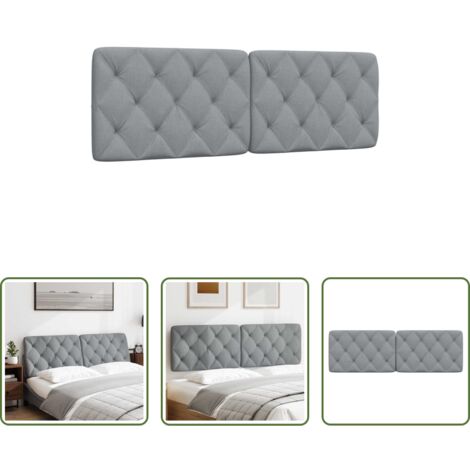 vidaXL Cabecero de cama gris claro -  Cabecero de cama acolchado tela gris claro 160 cm