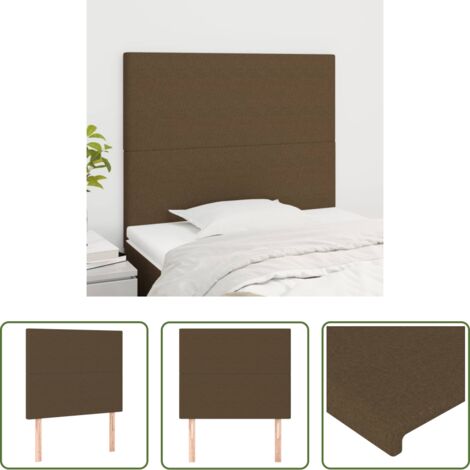vidaXL Cabecero de cama madera -  Cabecero de cama marrón oscuro 90x5x118/128 cm Tela