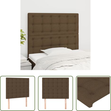 vidaXL Cabecero de cama madera -  Cabecero de cama marrón oscuro 90x5x118/128 cm Tela