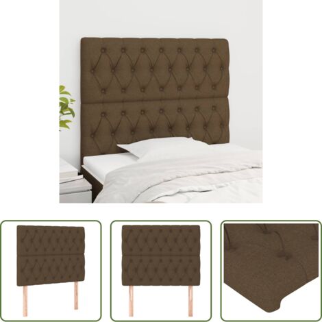 vidaXL Cabecero de cama marrón -  Cabecero de cama marrón oscuro 100x7x118/128 cm de tela