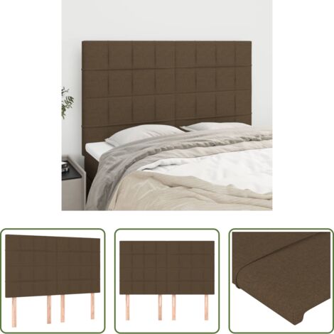 vidaXL Cabecero de cama marrón oscuro -  Cabecero de cama marrón oscuro 144x5x118/128 cm Tela