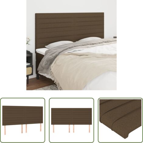 vidaXL Cabecero de cama marrón oscuro -  Cabecero de cama marrón oscuro 200x5x118/128 cm Tela