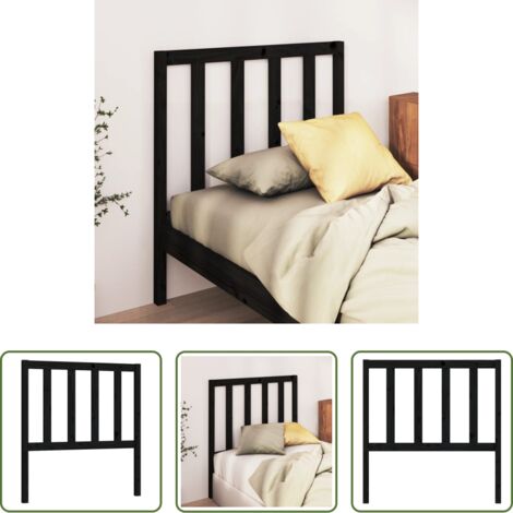 vidaXL Cabecero de cama negro -  Cabecero de cama madera maciza de pino negro 106x4x100 cm