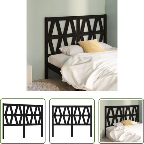 vidaXL Cabecero de cama negro -  Cabecero de cama madera maciza de pino negro 126x4x100 cm
