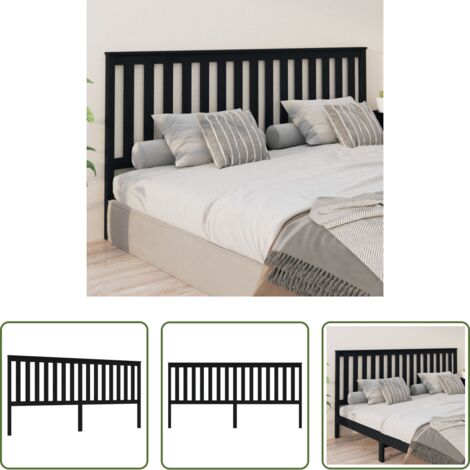 vidaXL Cabecero de cama negro -  Cabecero de cama madera maciza de pino negro 206x6x101 cm