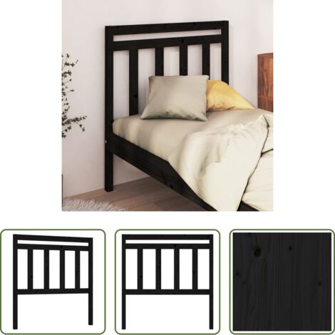 vidaXL Cabecero de cama negro -  Cabecero de cama madera maciza de pino negro 81x4x100 cm