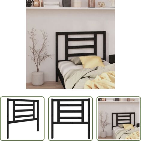 vidaXL Cabecero de cama negro -  Cabecero de cama madera maciza de pino negro 96x4x100 cm