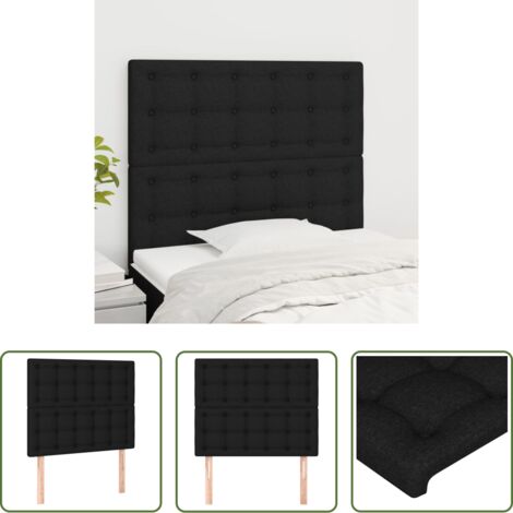 vidaXL Cabecero de cama negro -  Cabecero de cama negro 100x5x118/128 cm Tela