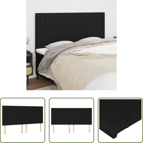 vidaXL Cabecero de cama negro -  Cabecero de cama negro 200x5x118/128 cm Tela
