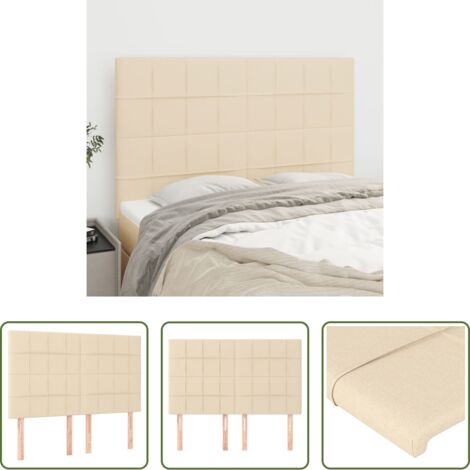 vidaXL Cabecero de cama tela -  Cabecero de cama de tela color crema 144x5x118/128 cm