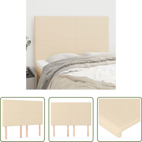 vidaXL Cabecero de cama tela -  Cabecero de cama de tela color crema 144x5x118/128 cm
