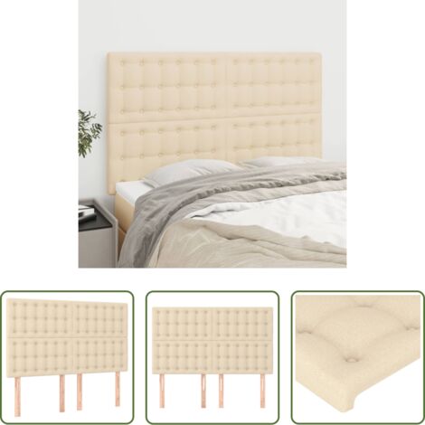 vidaXL Cabecero de cama tela -  Cabecero de cama de tela color crema 144x5x118/128 cm