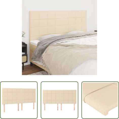 vidaXL Cabecero de cama tela -  Cabecero de cama de tela color crema 160x5x118/128 cm