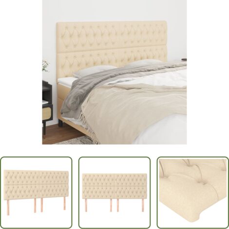 vidaXL Cabecero de cama tela -  Cabecero de cama de tela color crema 180x7x118/128 cm