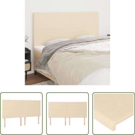 vidaXL Cabecero de cama tela -  Cabecero de cama de tela color crema 200x5x118/128 cm
