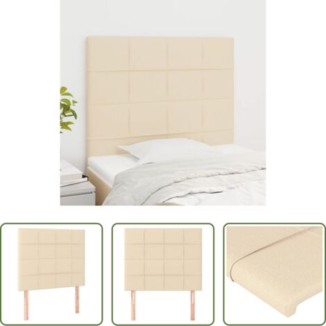vidaXL Cabecero de cama tela -  Cabecero de cama de tela color crema 80x5x118/128 cm